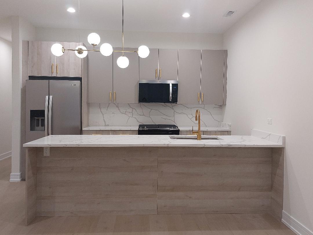 4625 South Michigan Avenue, Unit 2 Chicago, IL 60653 - Photo 2 of 21 a bathroom with a sink a mirror and a light fixture