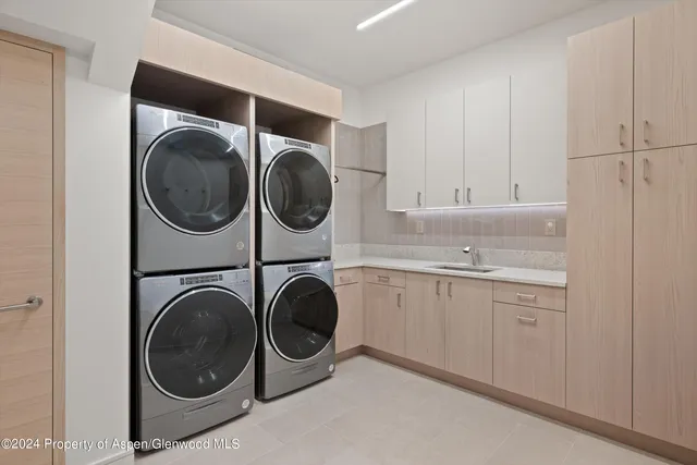 a bathroom with a large window