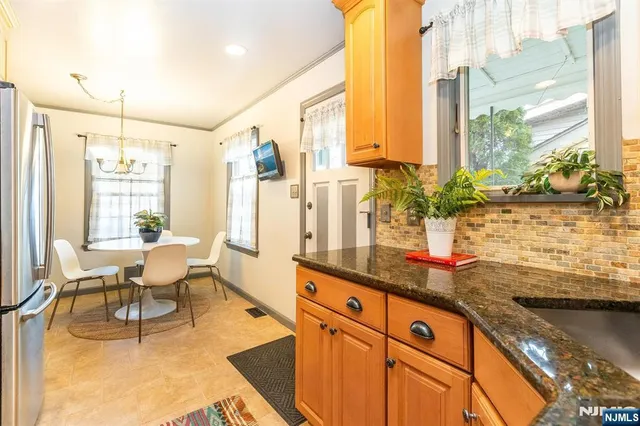 a living room with large window