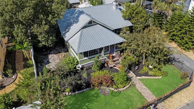 an aerial view of a house