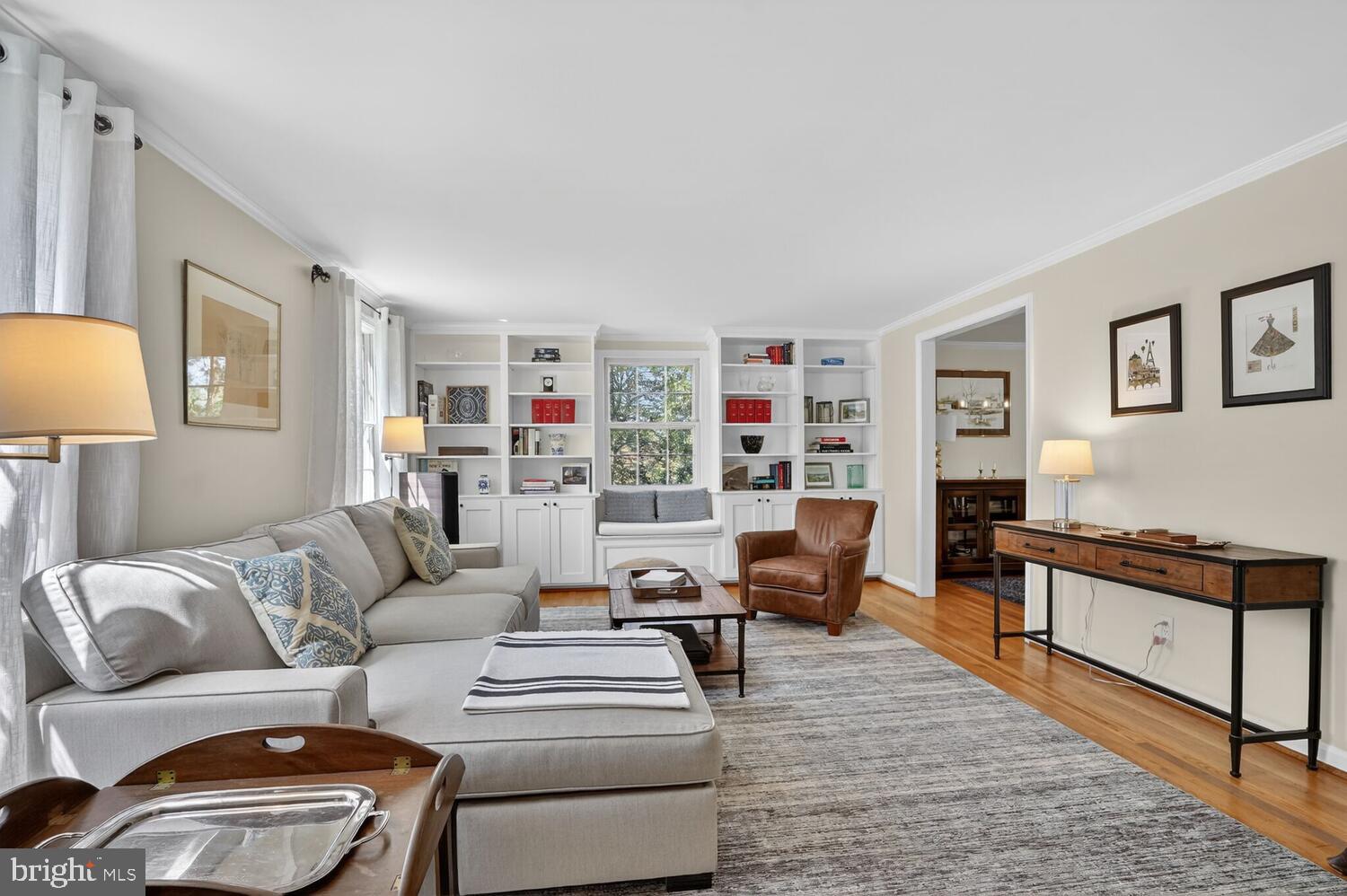 3811 Bent Branch Road Falls Church, VA 22041 - Photo 2 of 65 Living Room - hardwood floors and built-in shelves