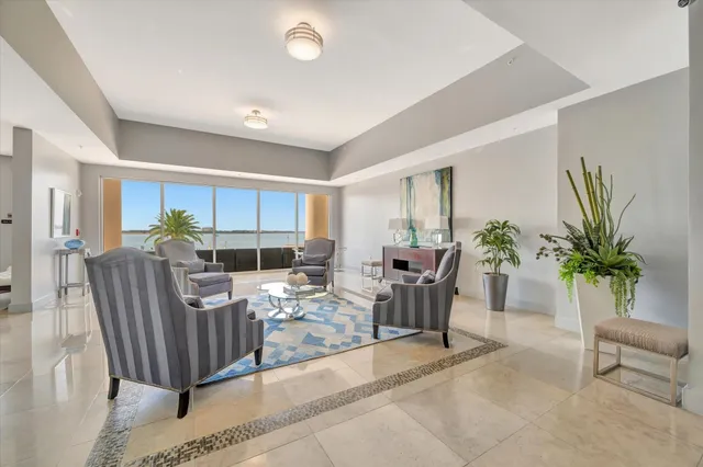 a living room with furniture flowerpot and a potted plant