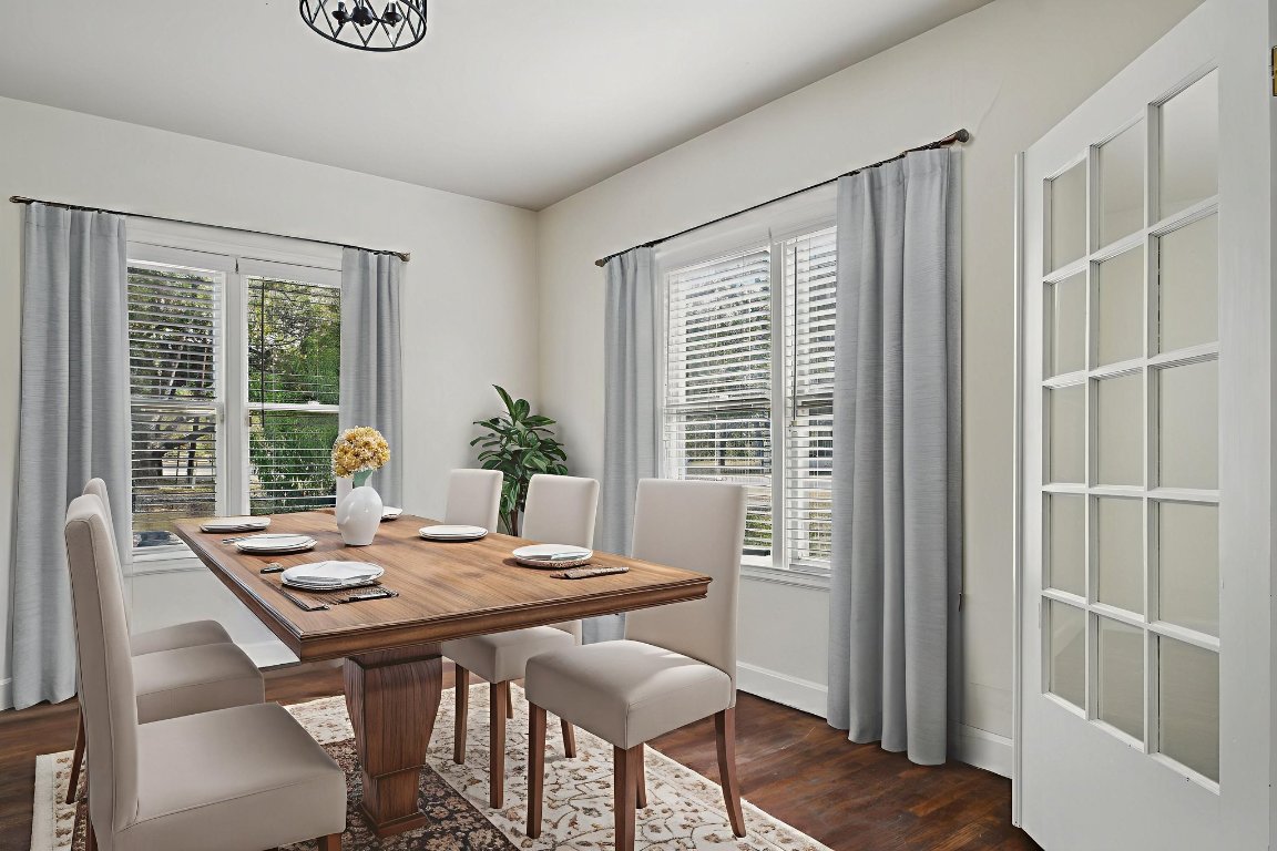 308 Taylor Road Elgin, TX 78621 - Photo 9 of 29 Dining area featuring dark wood-style flooring and plenty of natural light