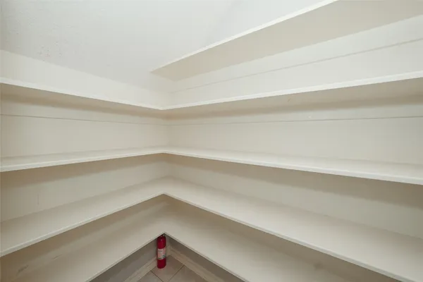 a storage room with a window