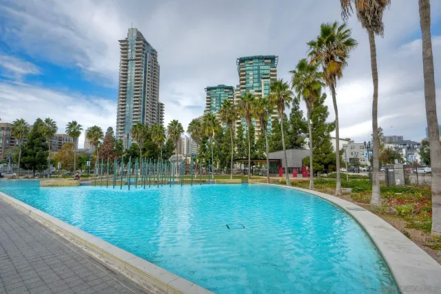 a view of a city with tall buildings