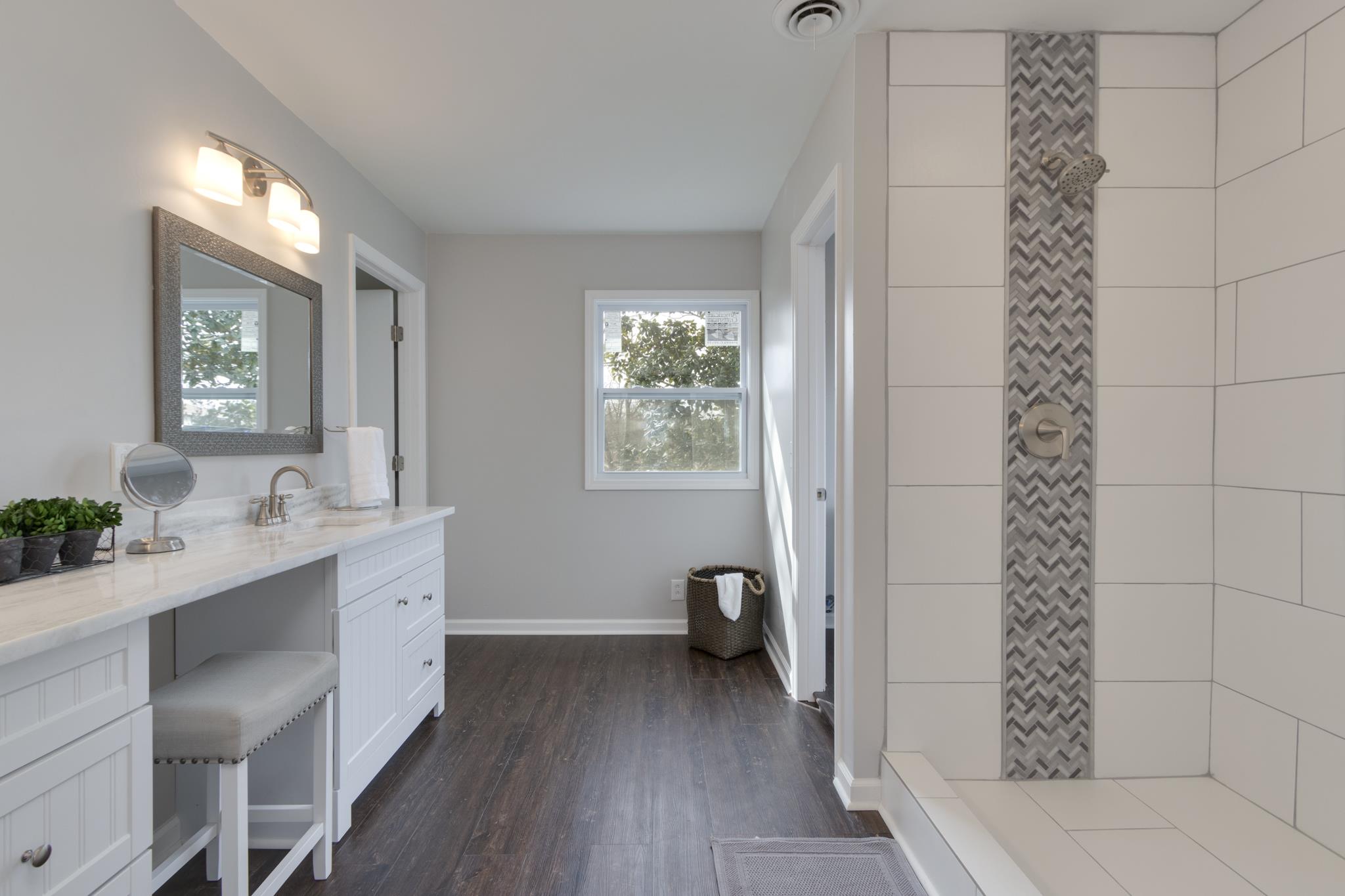 526 Rural Hill Road Nashville, TN 37217 - Photo 22 of 30 Master Bath Double Granite Vanities Tile Shower, New Fixtures, Toilet, Flooring, Paint, & more!