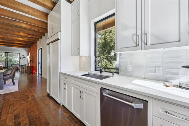 a building outdoor space with patio