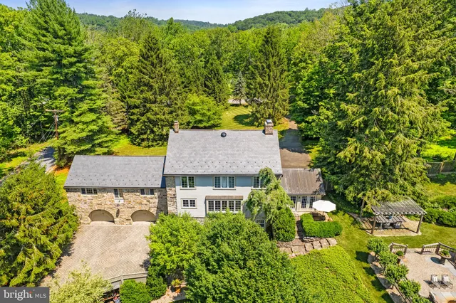 an aerial view of a house