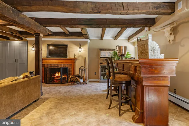 a view of a chair and table in the garden