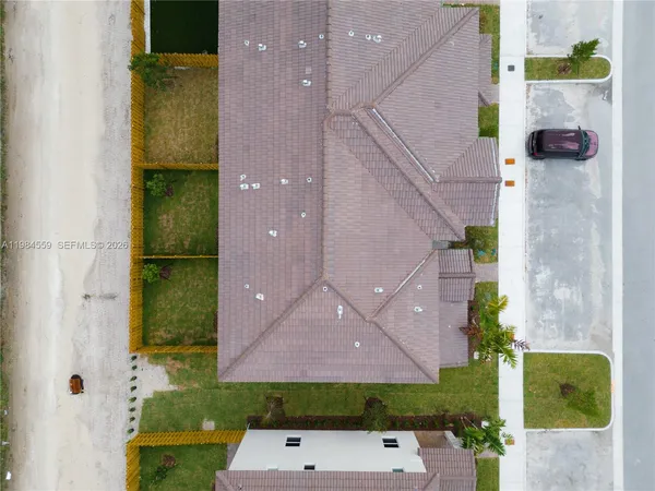an aerial view of a house