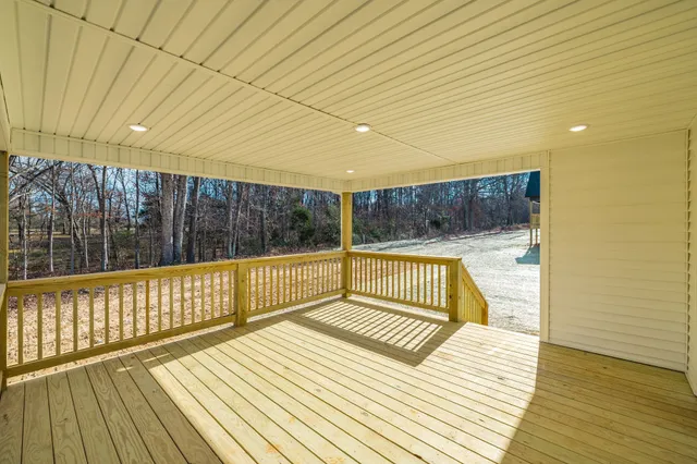 a view of wooden balcony