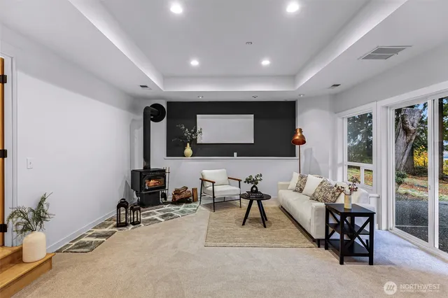 a view of a living room and dining room