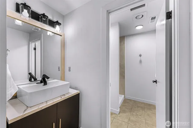 a bathroom with a shower