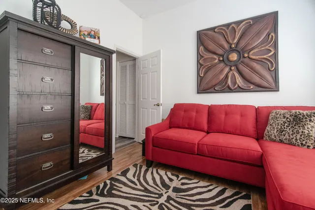 a living room with furniture
