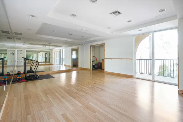 a view of a room with gym equipment
