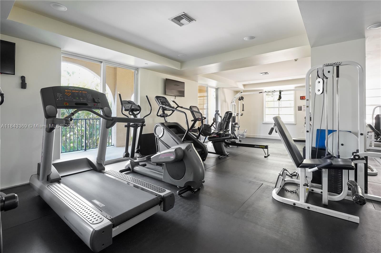 520 Southeast 5th Avenue, Unit 3503 Fort Lauderdale, FL 33301 - Photo 23 of 37 a room with gym equipment and windows