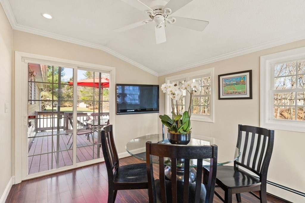 22 Kennedy Road Sharon, MA 02067 - Photo 17 of 41 a view of a dining room with furniture window and outside view