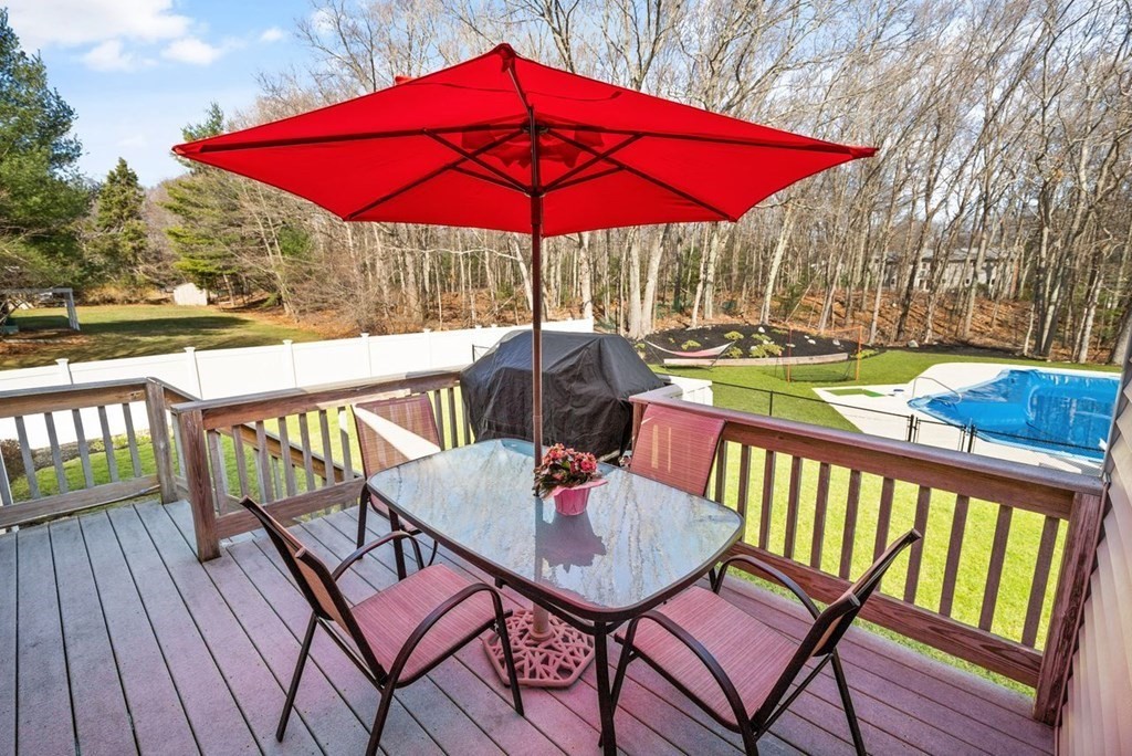 22 Kennedy Road Sharon, MA 02067 - Photo 32 of 41 a view of a balcony with furniture and wooden deck