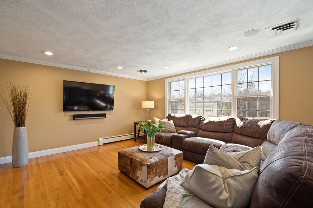 22 Kennedy Road Sharon, MA 02067 - Photo 5 of 41 a living room with furniture and a flat screen tv