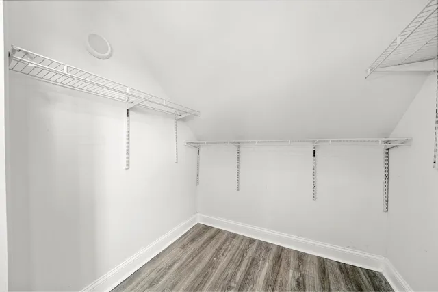 a view of a room with racks on the wall