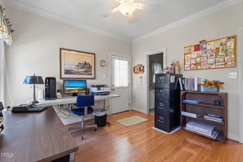 a workspace with furniture