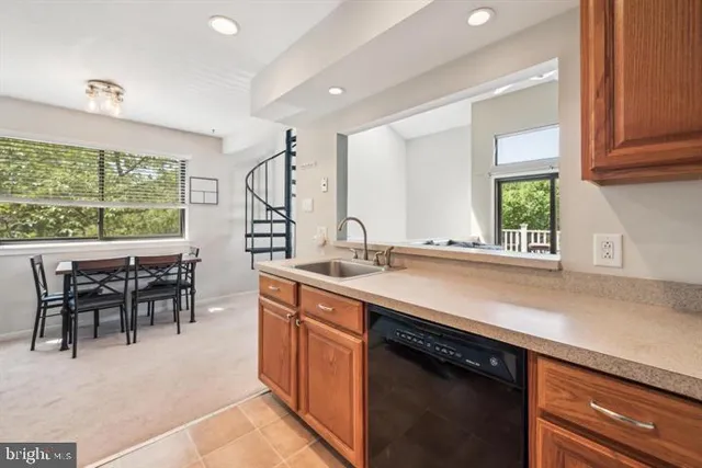 a kitchen with lots of counter top space