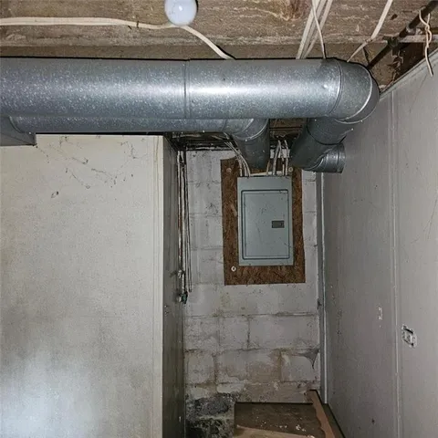 a bathroom with a mirror