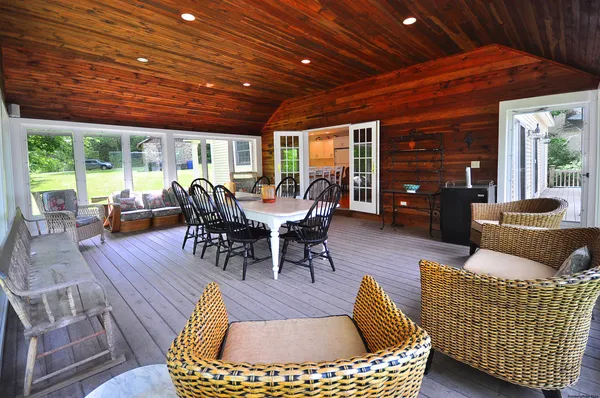 a living room with furniture