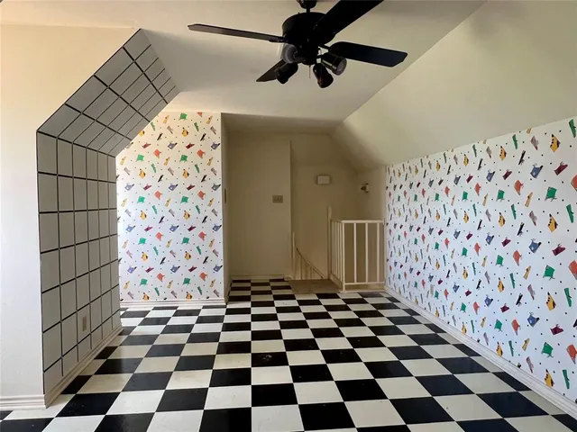 a black and white checkered floor