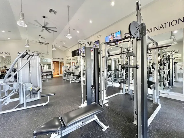 a view of a room with gym equipment