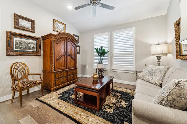 a living room with furniture