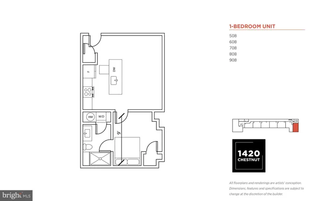 $2,175 | 1420-22 Chestnut Street, Unit 806, Philadelphia, PA 19102