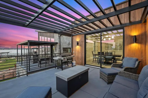 a outdoor space with patio lots of furniture