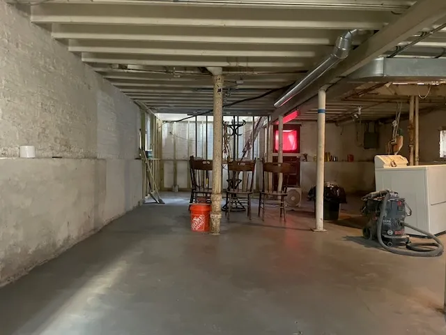 a view of a brick house with a shower