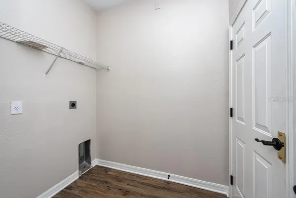 a view of small space with racks on the wall