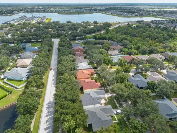 an aerial view of a house