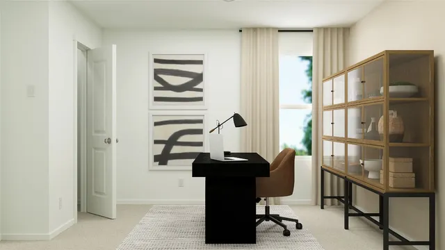 a dining room with a table and chairs