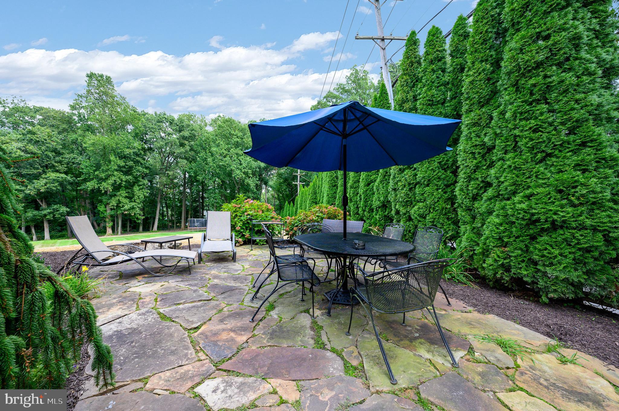 45 Spring Valley Road Malvern, PA 19355 - Photo 33 of 34 Rear Patio with Privacy Landscaping