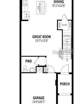 a picture of a park with a white wall and sign