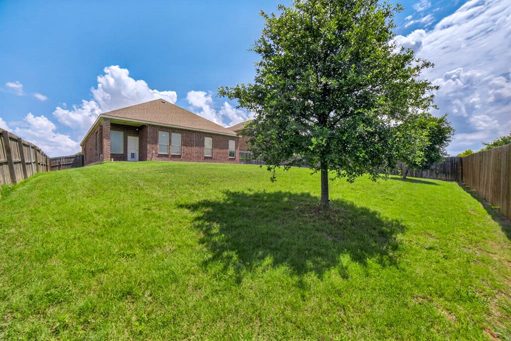 552 Winnetka Drive Oak Point, TX 75068 - Photo 35 of 40 a view of a big yard in front of a brick house with a large tree