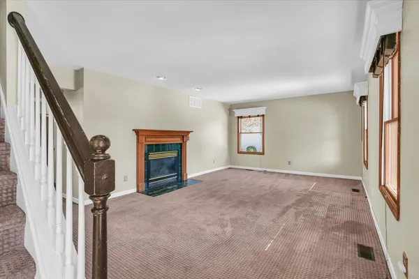 a view of a livingroom with a fireplace
