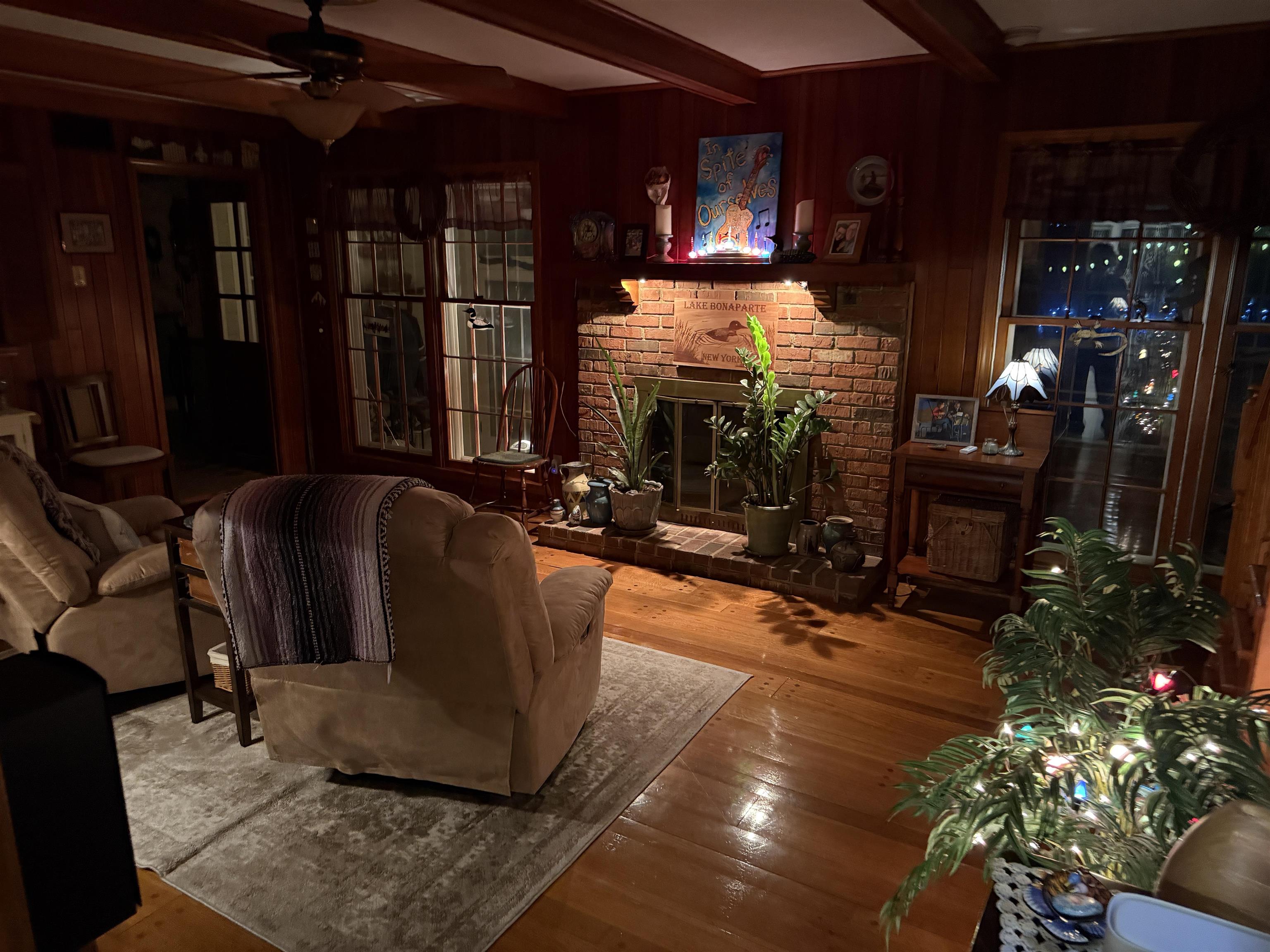 3194 Lammermuir Road Memphis, TN 38128 - Photo 10 of 37 Brick fireplace with an extended hearth, flanked by two large paneled windows