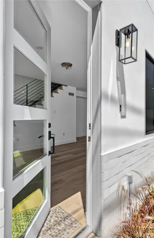 a aerial view of a house with a yard