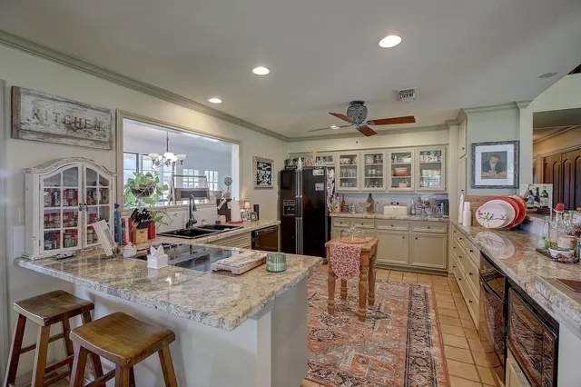 a kitchen with lots of counter top space