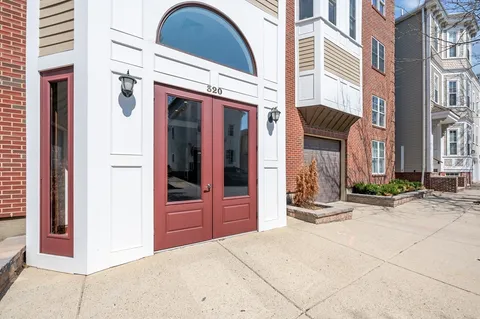 a picture of a bench in front of door