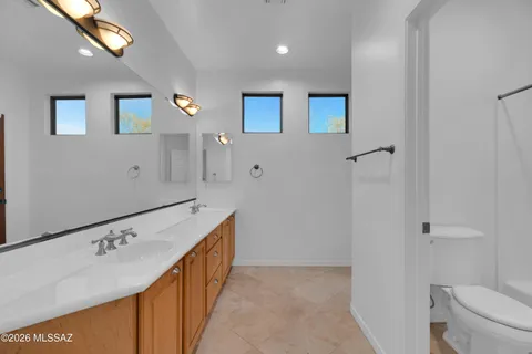 an empty room with a bathroom