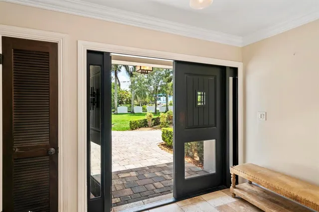 a backyard of a house with lots of green space