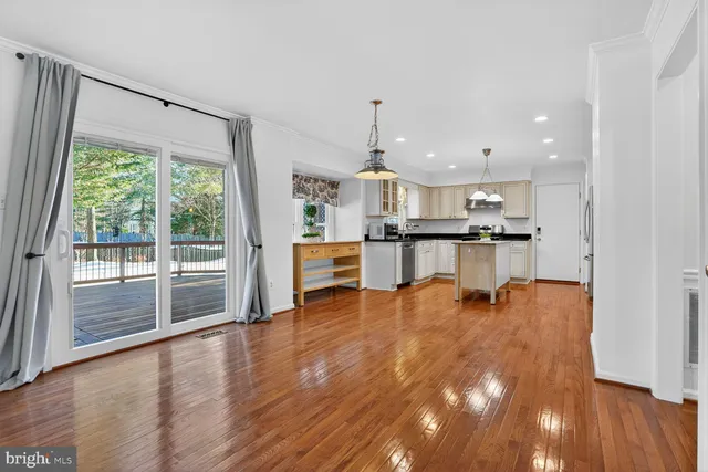 a view of kitchen with wooden floor