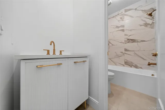 a bathroom with a toilet and a bathtub