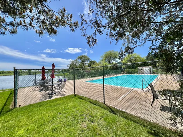 a view of a park with swings
